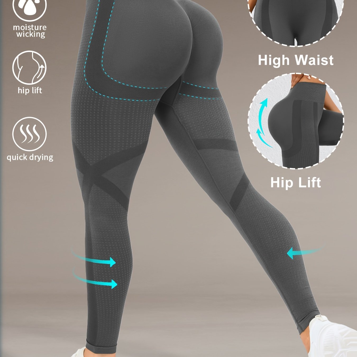 Women's High Waist Yoga Pants with Moisture-Wicking Fabric and Hip Lift Design for Running Gym Yoga