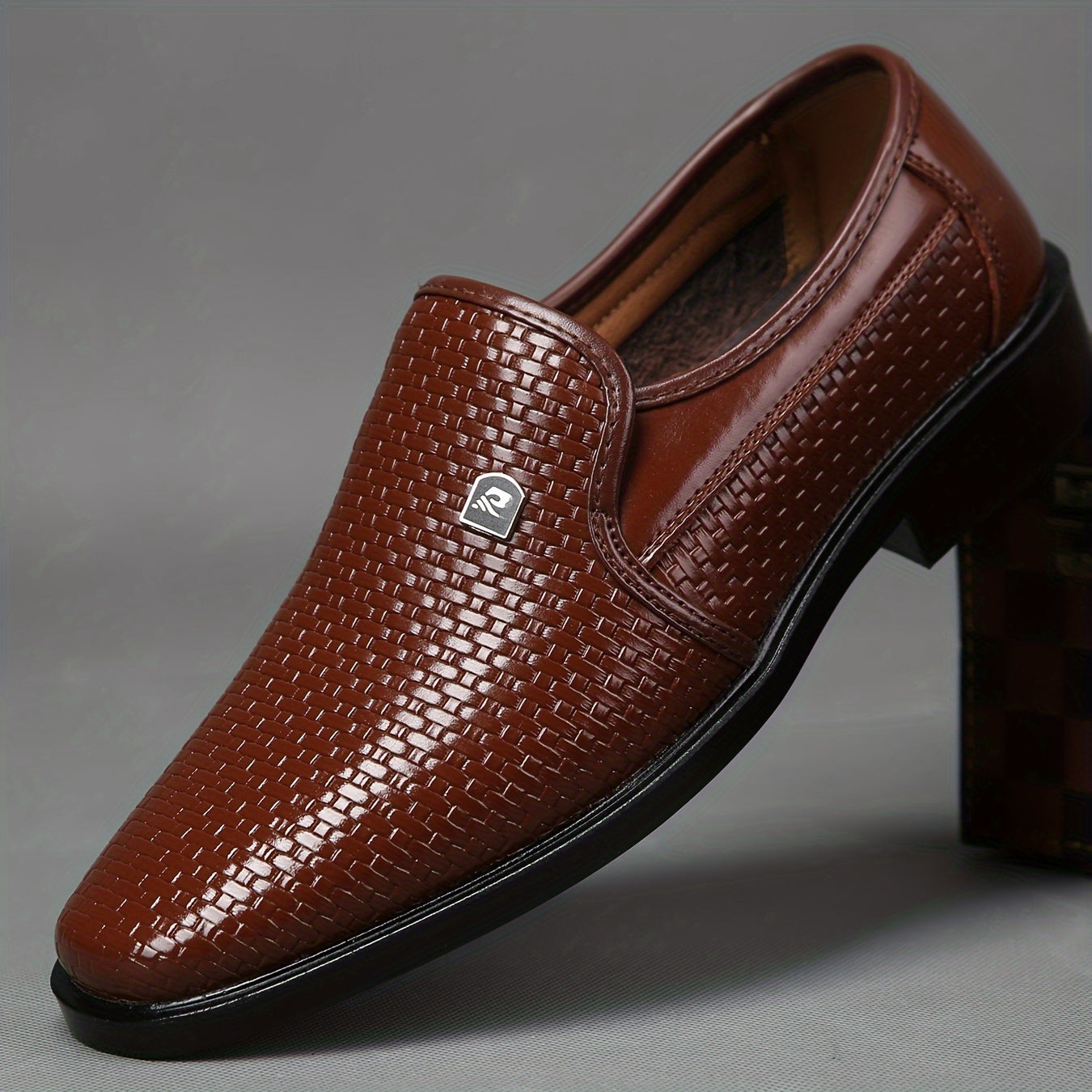 Men's Business Casual Loafers Slip-On Dress Shoes PU Upper Round Toe Flats All-Season