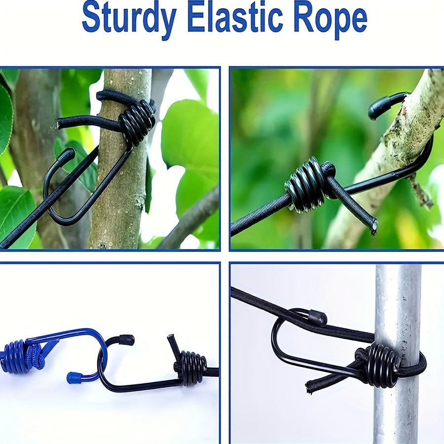 Conjunto de cuerda para tender con pinzas, cuerda elástica, alambre de metal, clips de PVC, para exteriores, línea de secado para viajes