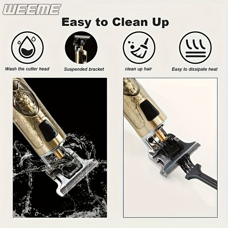 T-shaped cordless hair clipper with USB interface for beard facial body grooming rechargeable