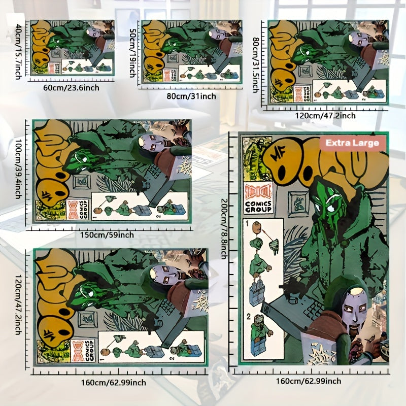 Зеленый игрушечный конструктор с комиксами, нескользящий коврик для прихожей, гостиной, спальни, детской комнаты, можно стирать в стиральной машине, использовать в помещении и на улице, домашний декор, коврик, гобелен