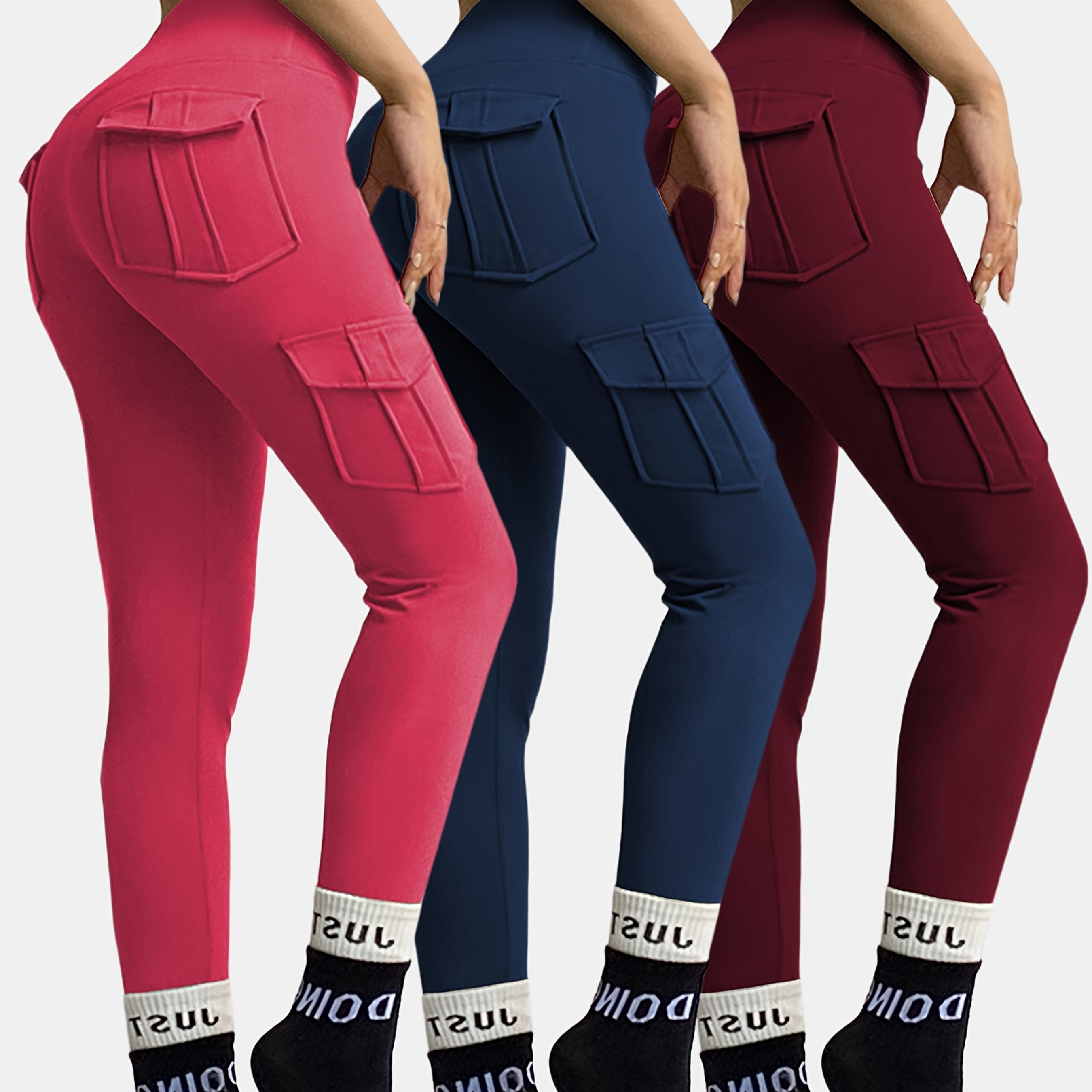 Pack de 3 pantalones deportivos para mujer con cintura elástica que absorbe la humedad para yoga y correr