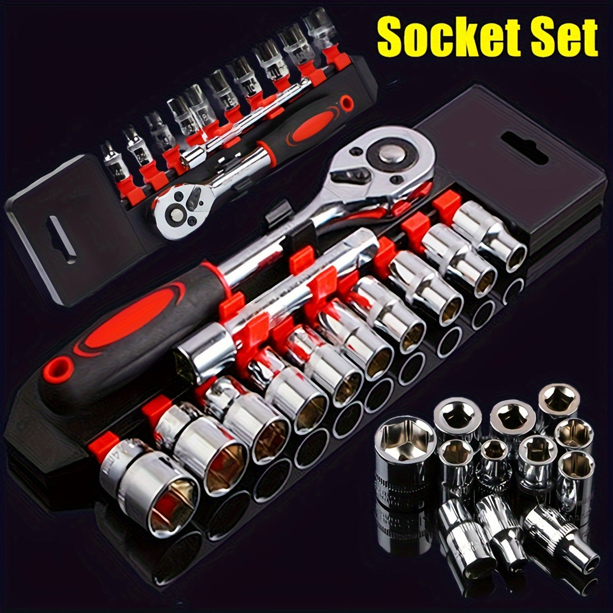 Universal Carbon Steel Wrench and Socket Set for Cars, Bikes, Boats
