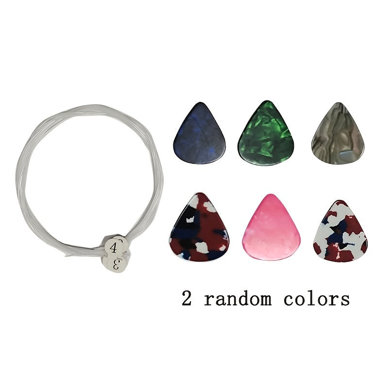 21 dyuym, 23 dyuym va 26 dyuym gitara uchun ukulele iplar, 2 ta tasodifiy rangdagi pichoq bilan birga keladi.