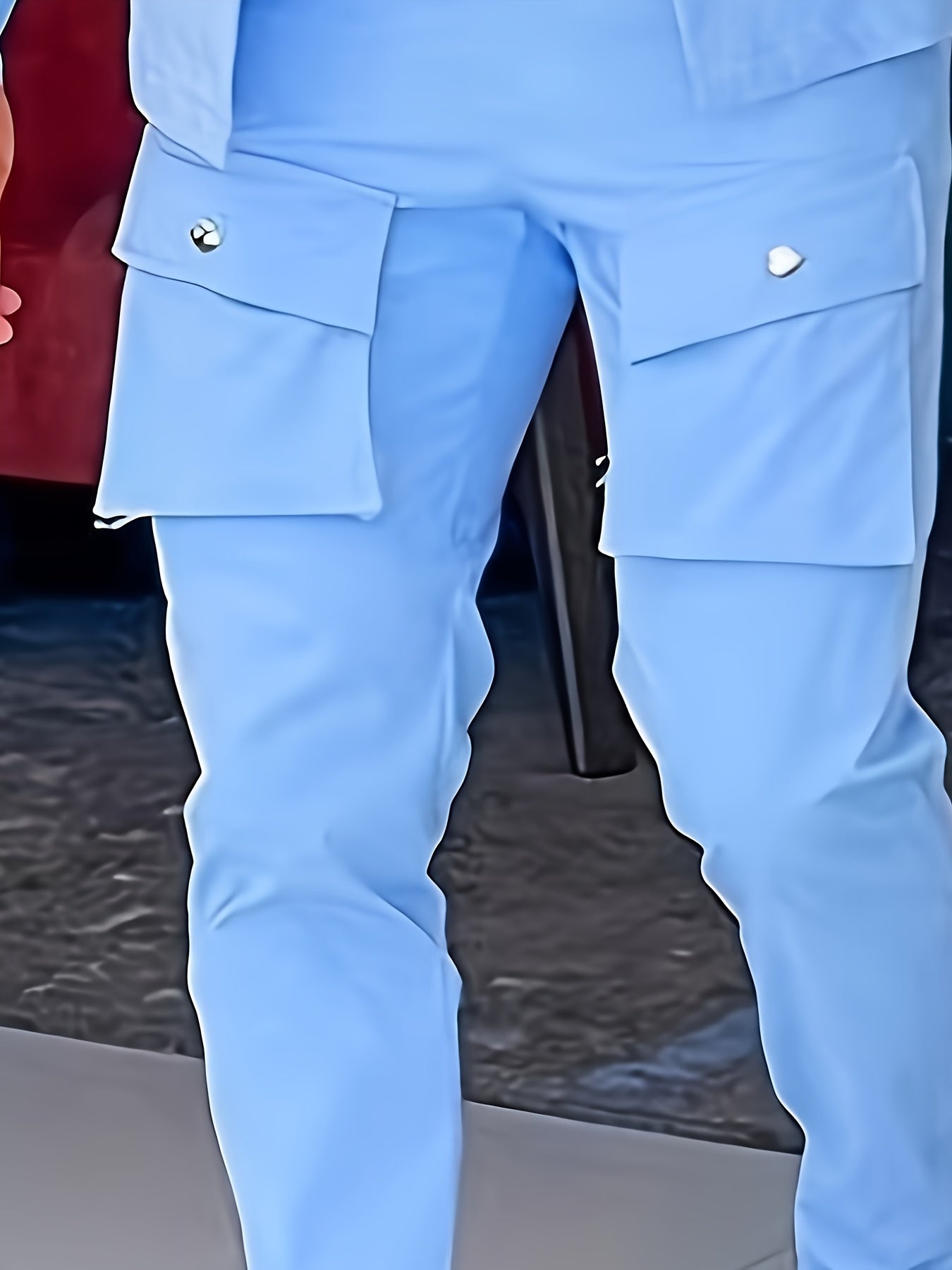 Men's Casual Outfit Set Solid Polyester Regular Fit with Pockets Machine Washable