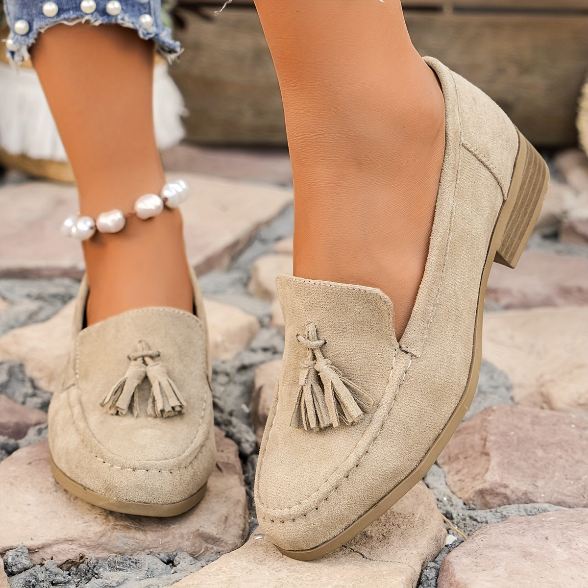 Women's Tassel Loafers Casual Slip-On Shoes Soft Sole Comfortable