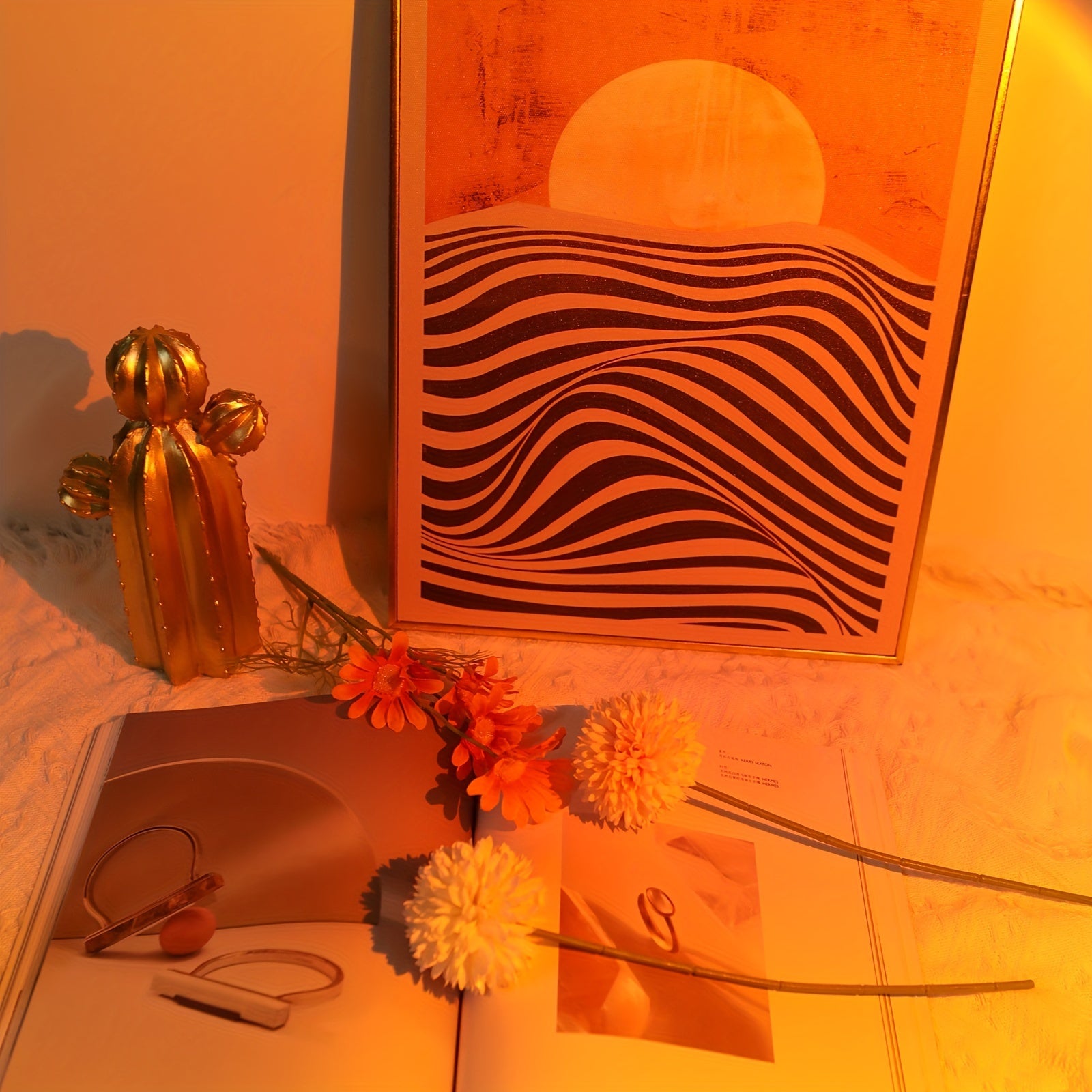 LED Sunset Lamp Projector for Bedroom Living Room Decor Warm Orange Light Energy-Efficient Tabletop