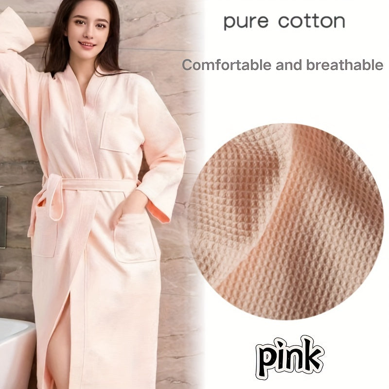 Unisex Waffle Knit Cotton Bathrobe with Space Theme and Plaid Pattern Durable Soft Absorbent One Size