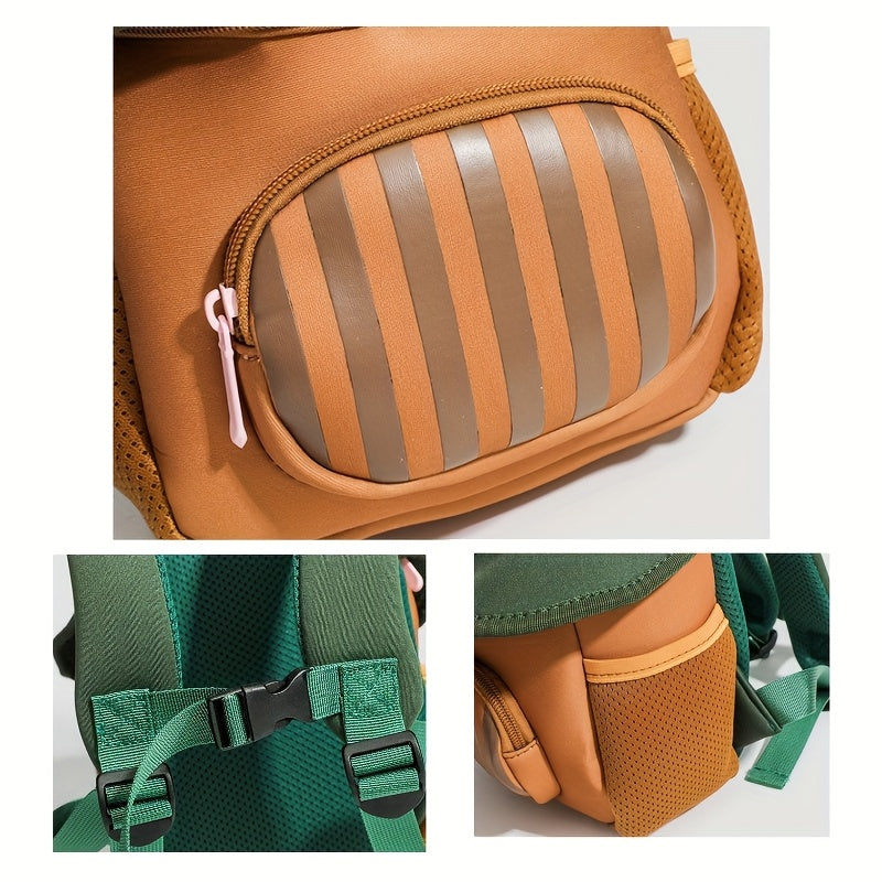 Cute Cartoon Mushroom Backpack for Kids Durable Polyester Adjustable Straps Lightweight Zippered School Bag