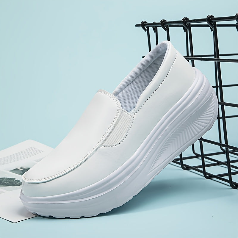 Women's Wedge Slip-On Casual Sneakers Solid Color Low-Top Comfort Shoes
