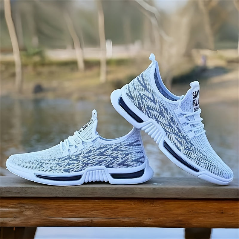 Men's White Athletic Sneakers for Running Hiking All-Season Durable Outsole