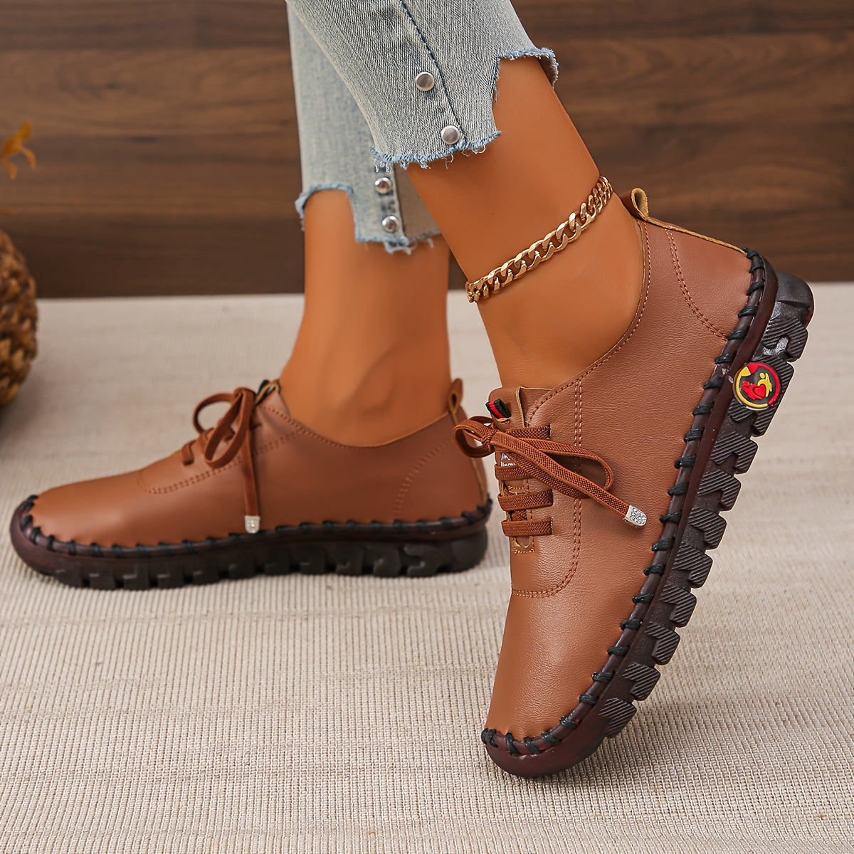 Women's Solid Color Casual Lace-Up Sneakers, Comfortable Low Top Oxfords