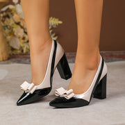 Women's Pointed Toe High Heel Pumps Polyurethane Bow Detail All-Season Shoes