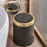 Cylindrical Plastic Trash Can with Manual Lift Lid for Kitchen Bedroom Living Room