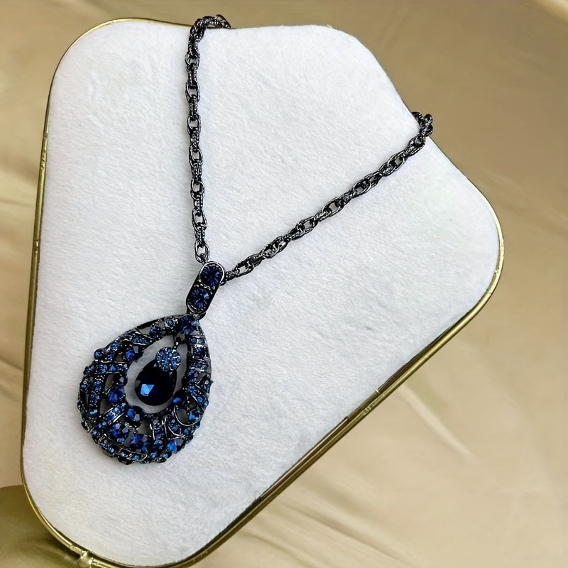 Zamonaviy Uzoq Sviter Marjon, Qadimiy Charm va Suv Tomchisi Pendanti bilan - Mis va Kubik Zirconiya Toshlaridan Iborat, Norasmiy va Partiya Kiyimlari Uchun Ideal