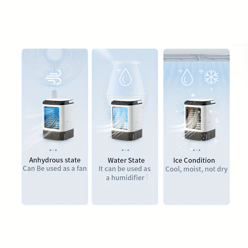 Ventilador USB de alta velocidad con 3 velocidades, 2 funciones de niebla, tanque grande, luces de 7 colores