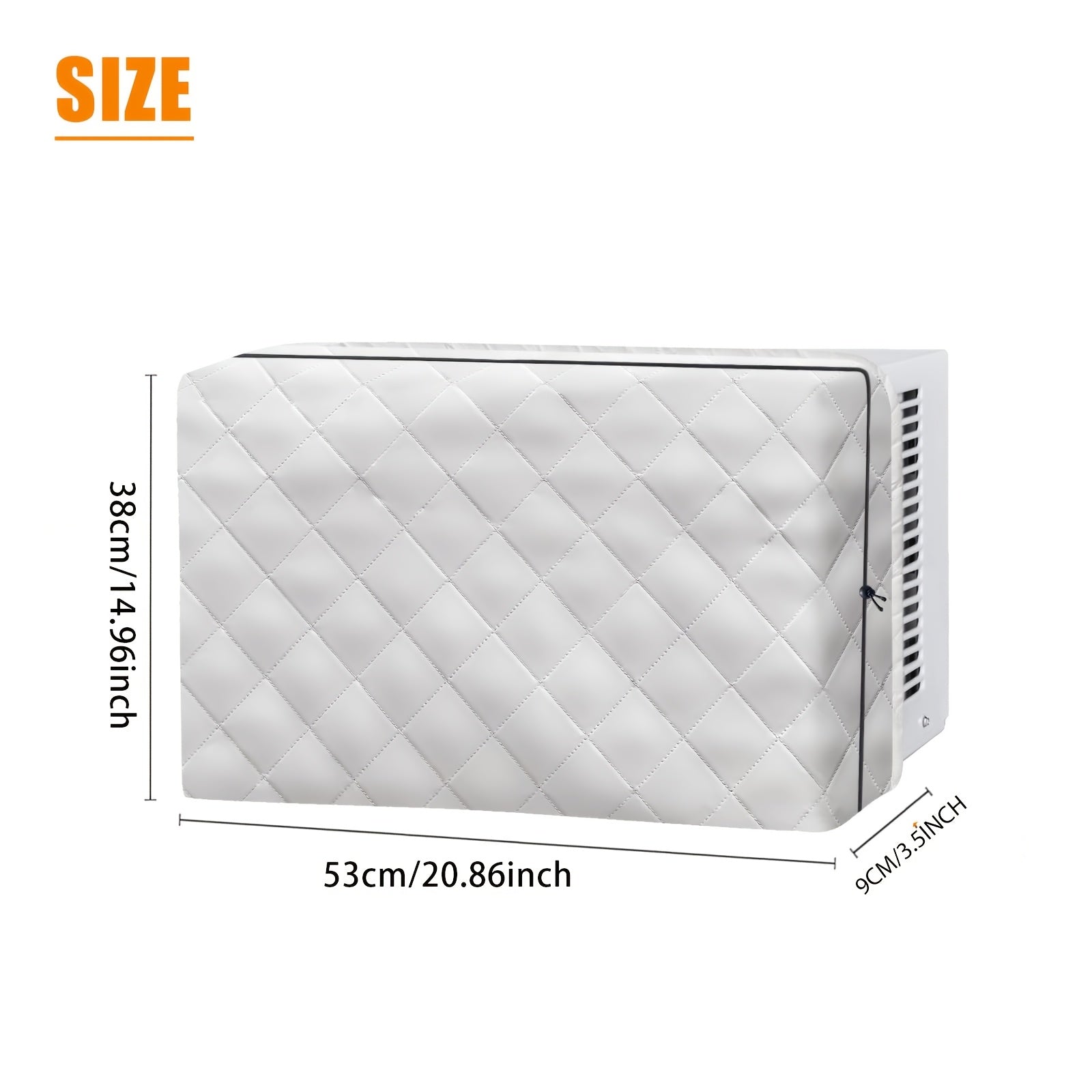 White Quilted Indoor Air Conditioner Cover 21x15x3.5 Inches Adjustable Rustproof Protector