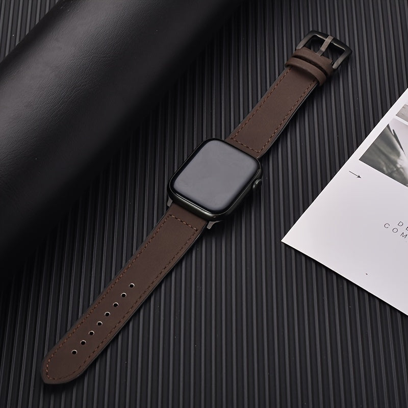 Synthetic Leather Watch Band for Apple Watch Series Ultra SE 5 4 3 Adjustable Hook Loop Clasp