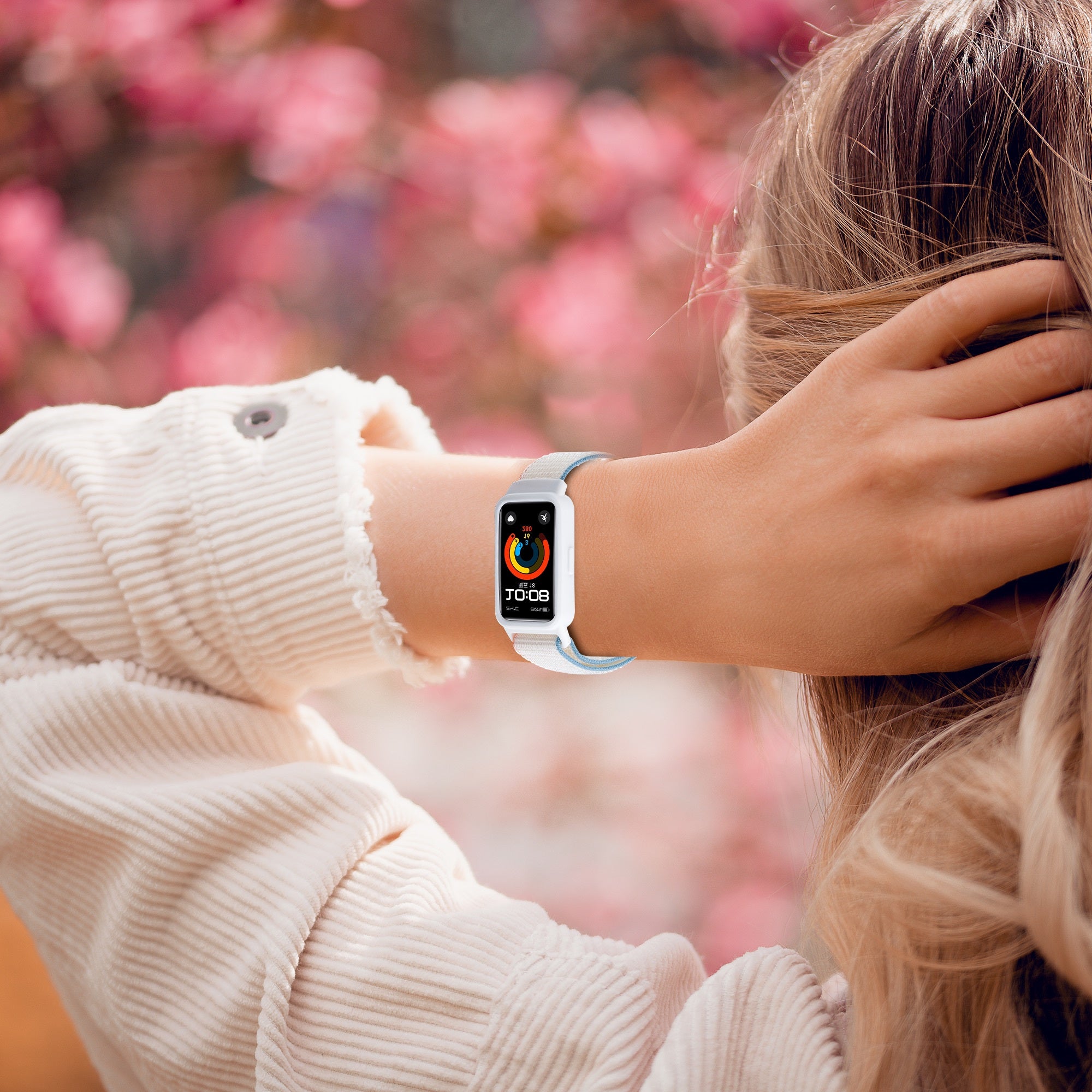 Nafas oladigan Naylon Loop Band uchun Aqlli soat Huawei Band 7 8 9 bilan mos keladi, sozlanadigan rang-barang moslashuv, erkaklar va ayollar uchun