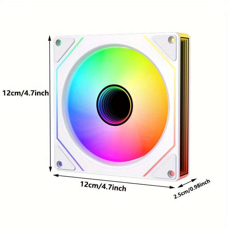 12cm Silent ARGB Computer Case Fan with Temperature Control for Air and Water Cooling
