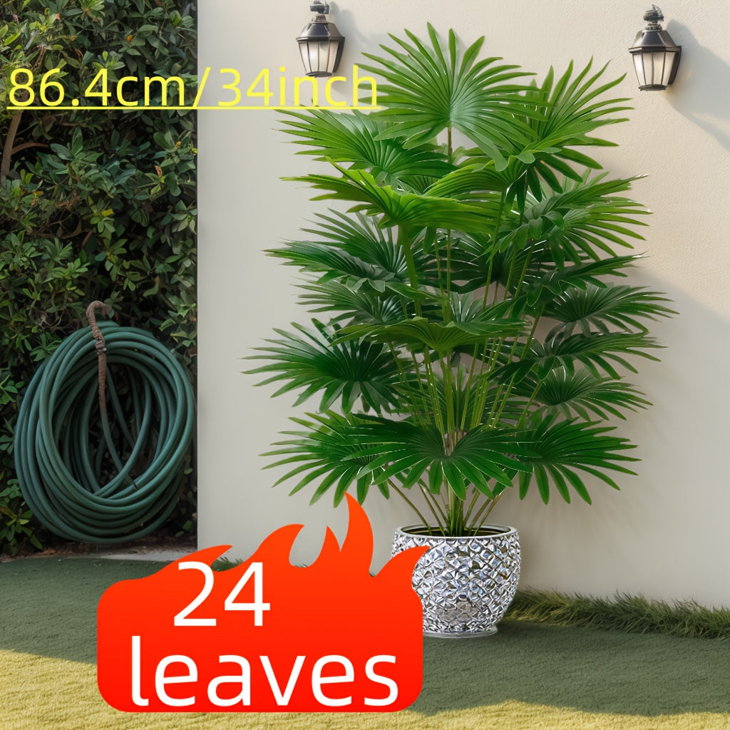 Palmera artificial con 24 hojas grandes para decoración de jardín, hogar y oficina