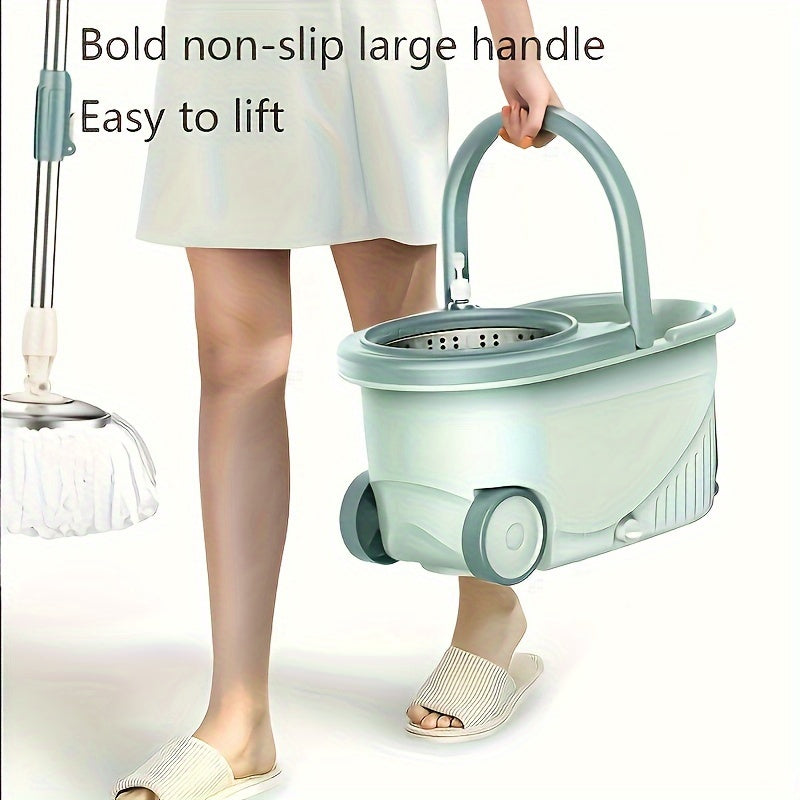 Qulay Hands-Free Tozalash Rotatsiyali Mop va Kova Kiti bilan tanishing, unda 2 ta almashtiriladigan mop boshli bo'laklar mavjud. Bu kit ho'l va quruq foydalanish uchun mukammal bo'lib, yog'och pol, laminat, plitka va yog'och polni tozalash uchun ideal. Bu