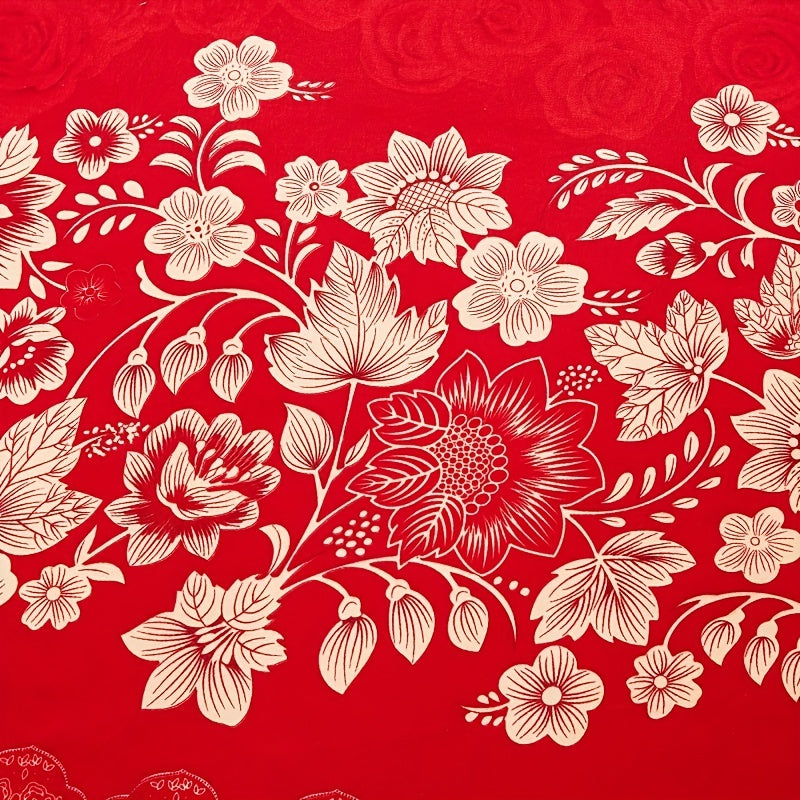 Three-Piece Macrame Bed Skirt Set with Flower Print Non-Slip Bedding for All Seasons