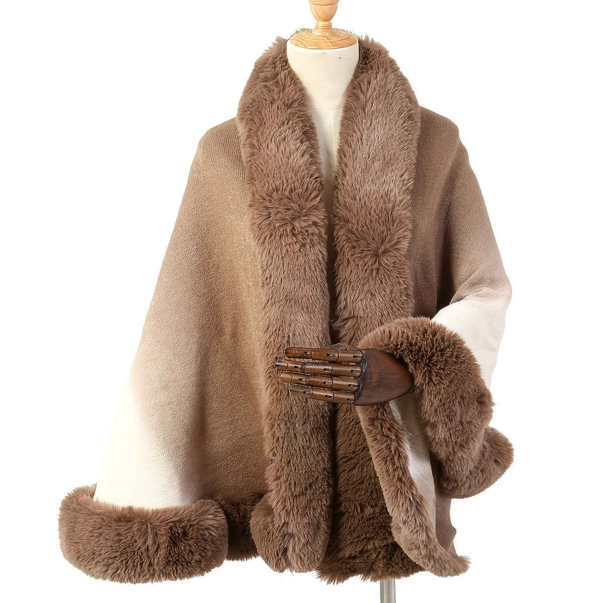 Winter Shawl Wrap Imitation Rabbit Fur Cashmere Lining 65x165cm Warm