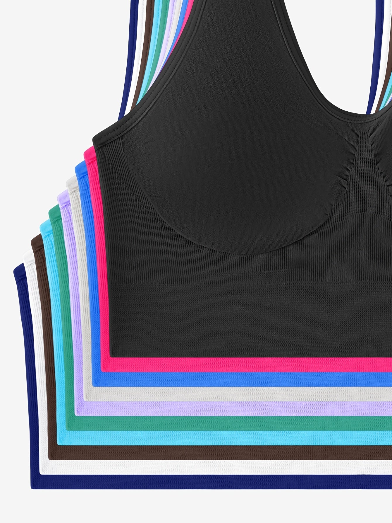 10-Pack Women's Seamless High-Elasticity Bras and Breathable Sleep Tank Tops U-Back Style
