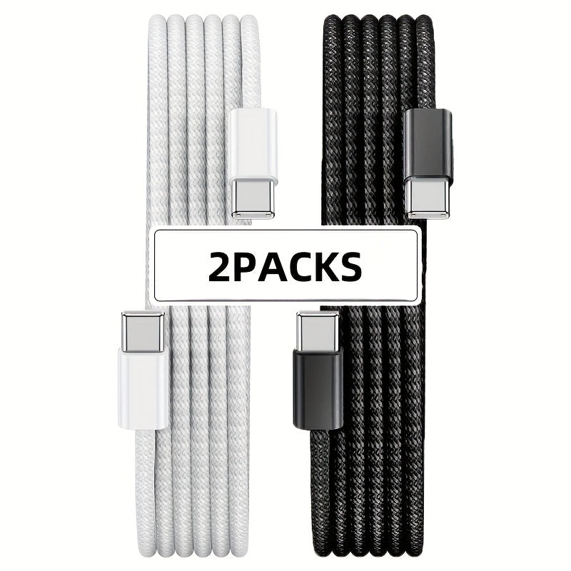 3-Pack USB C to C Cable 240W Fast Charging Nylon Glossy Finish Data Sync