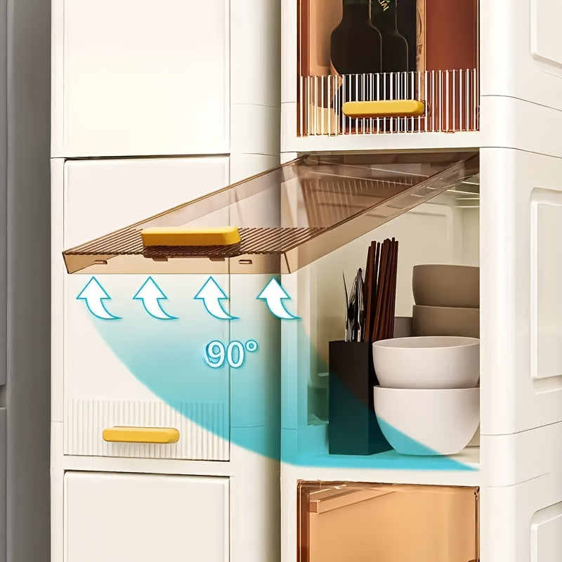 Plastic 4-Tier Storage Cabinet Waterproof Dustproof for Toys Snacks Clothes