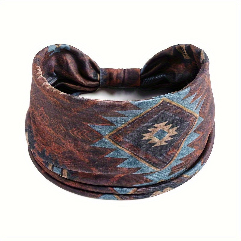 Women’s Boho Polyester Knit Crochet Headband for Yoga Running and Sports