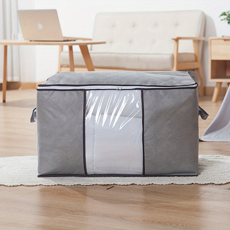 Bolsa organizadora de almacenamiento extra grande con ventana transparente y cremalleras duraderas para ropa de cama y edredones