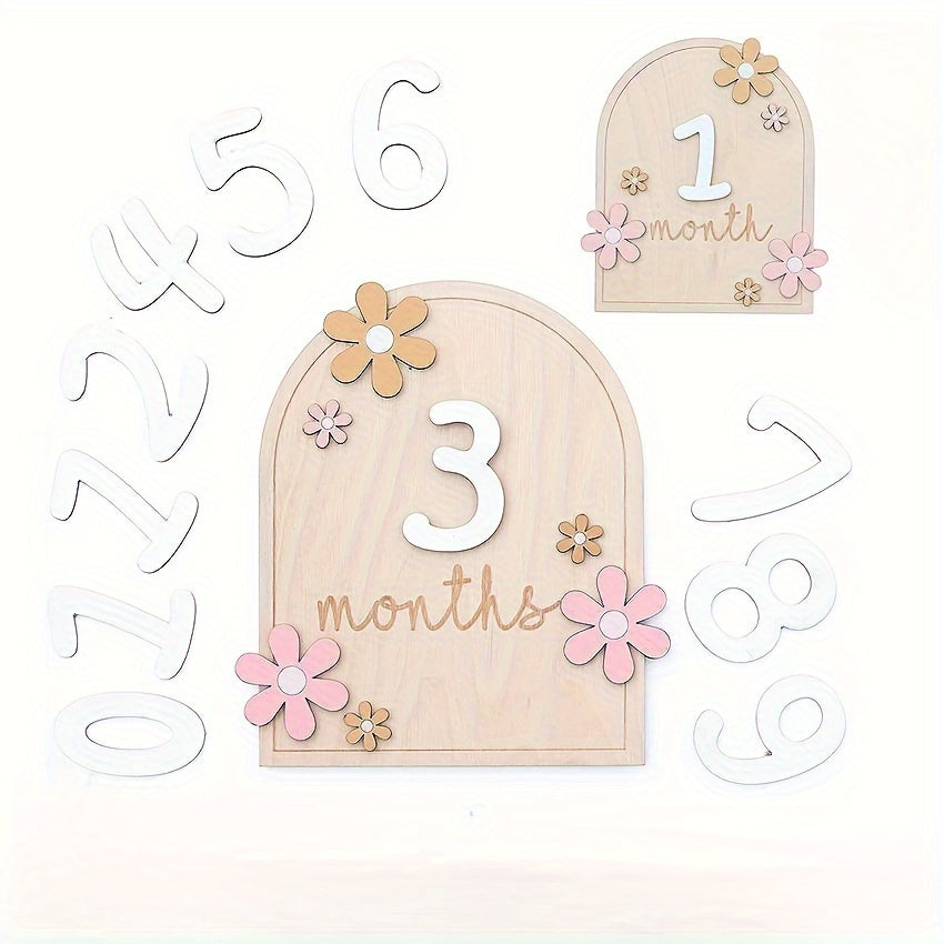 Wooden Milestone Birth Sign Set for Baby Photography and Growth Tracking