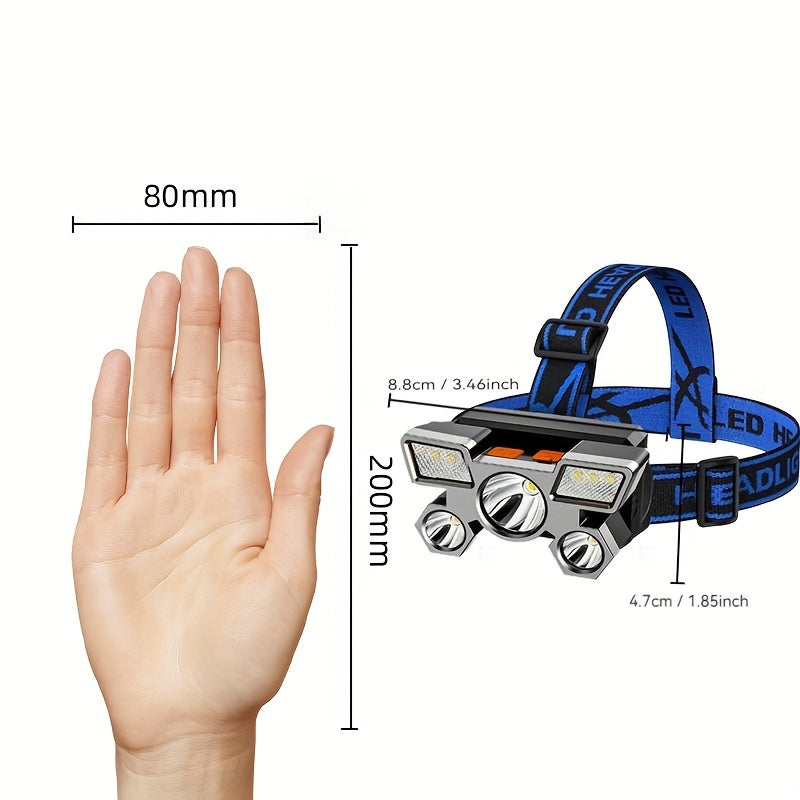Linterna frontal LED recargable impermeable de largo alcance y luz brillante para actividades al aire libre