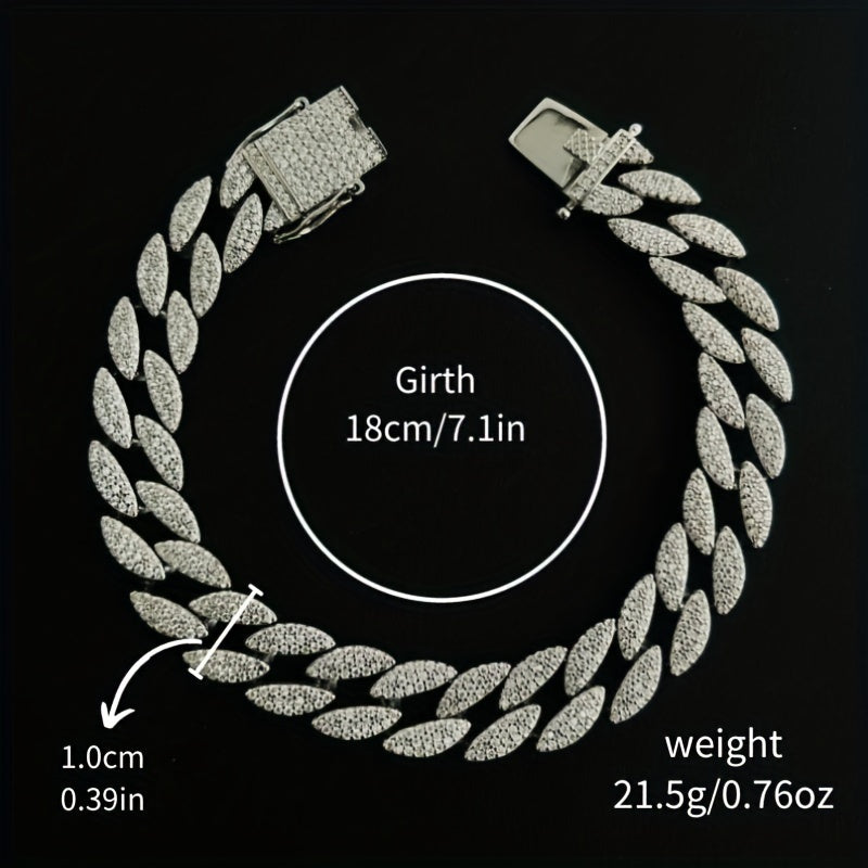  erkaklar uchun kumush Cuban taqinchoq 10mm Moissanite toshlar Vintage Punk Rock uslubi