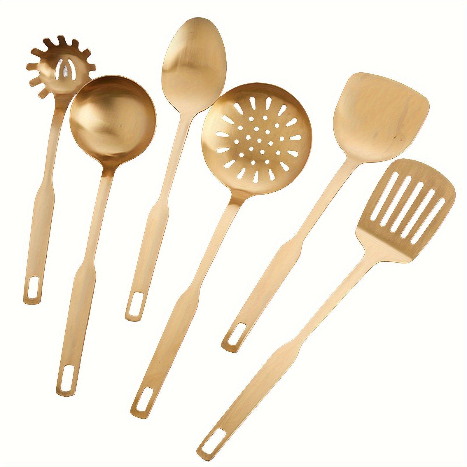 Set of 6 Stainless Steel Kitchen Utensils Non-Magnetic Rust-Resistant Matte Finish