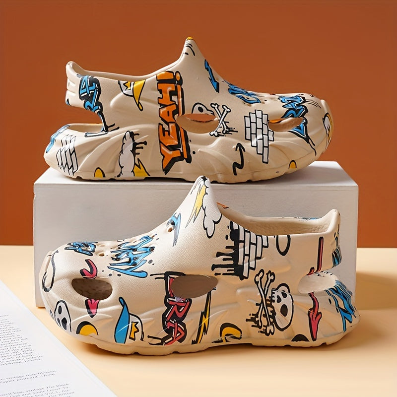 Zapatillas de charol con dibujos animados para niños para niños, ligeras, antideslizantes, para uso en interiores y exteriores