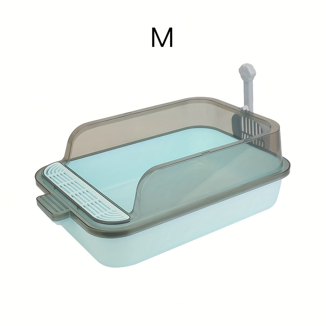 Rectangular Plastic Cat Litter Box with Removable Cover and Raised Edge