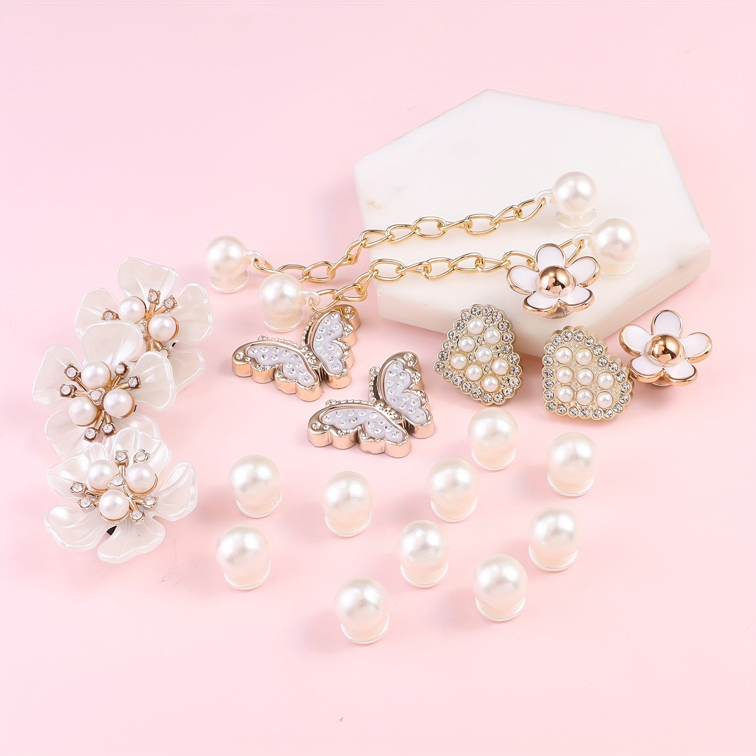 Kids Shoe Decorations 24Pcs Set Mixing Round Flower Pattern Hole Accents