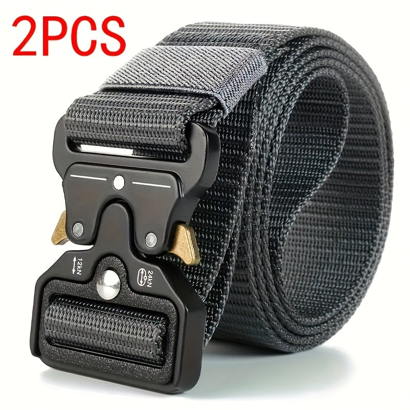 Men's Black Tactical Multi-Function Belt for Hunting and Outdoors 2 Pack