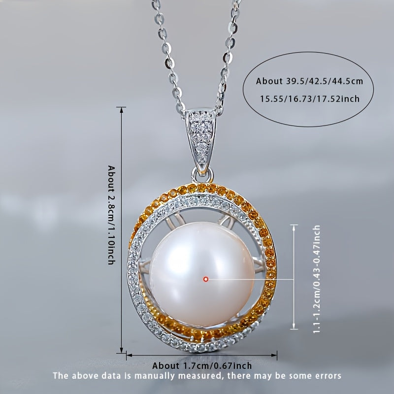 Sterling Silver Pendant Necklace with Freshwater Pearl for June Women