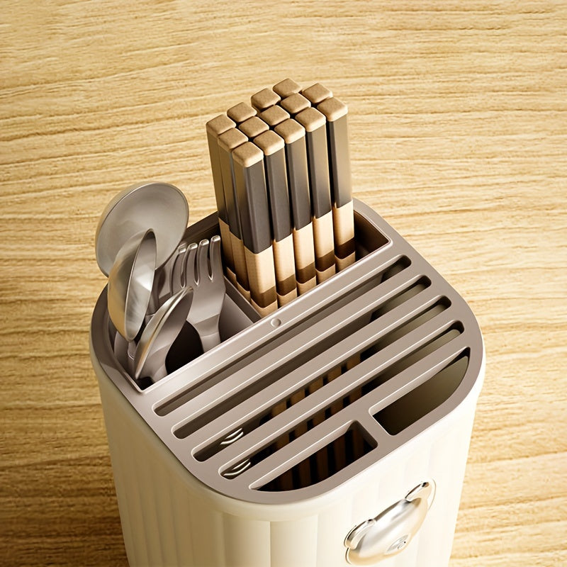 Kitchen Knife Holder and Storage Rack with Drainable Bottom and Chopstick Tube for Harvest Thanksgiving Christmas Decor