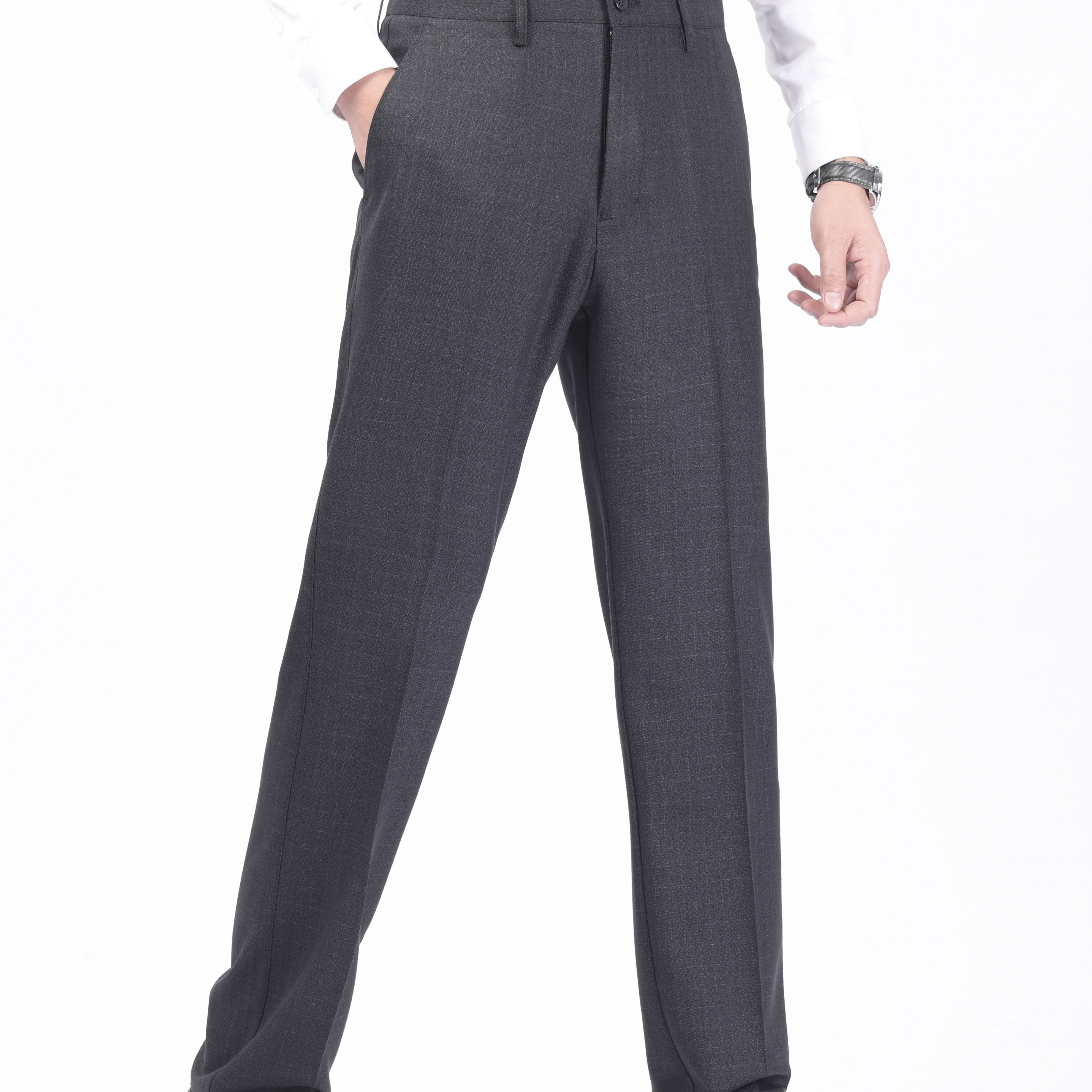 Men's Large Solid Color Business Dress Pants Polyester Woven Regular Fit