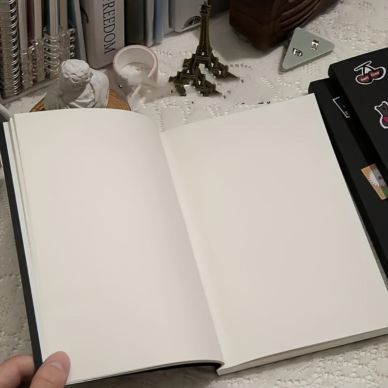 Black A5 Notebook with 368 Pages, Customizable Stickers, Fruit Scented Design