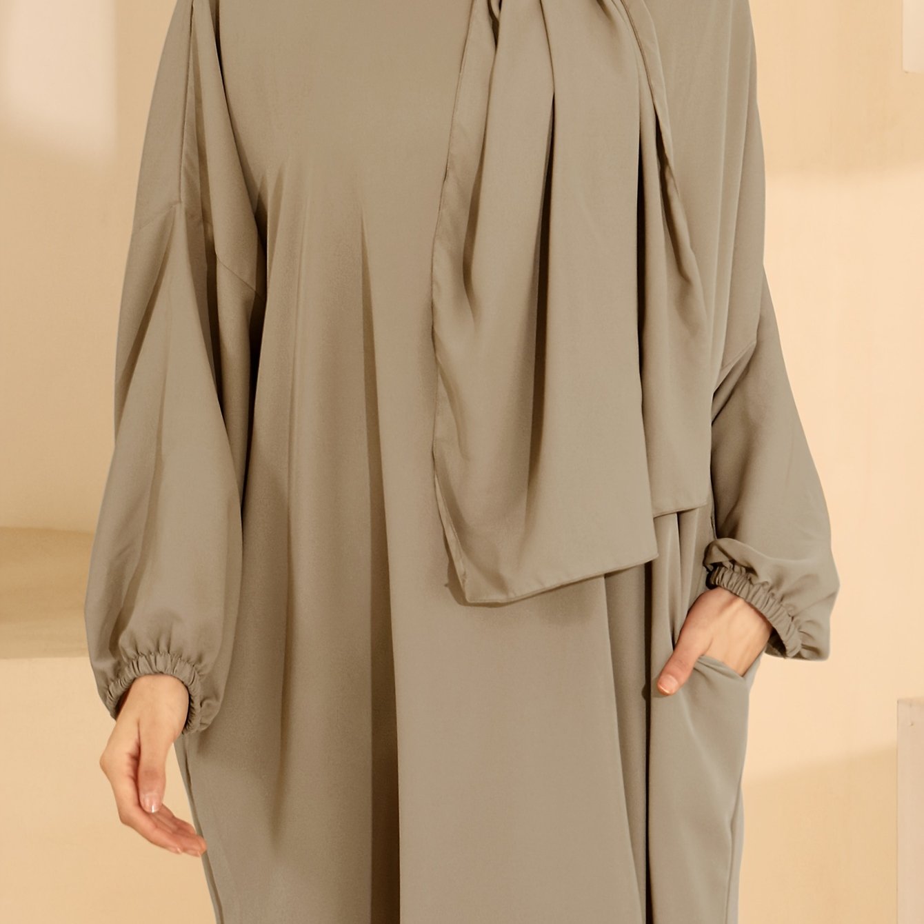 Plus Size Solid Color Headscarf Women Islamic Hijab Prayer Casual Abaya