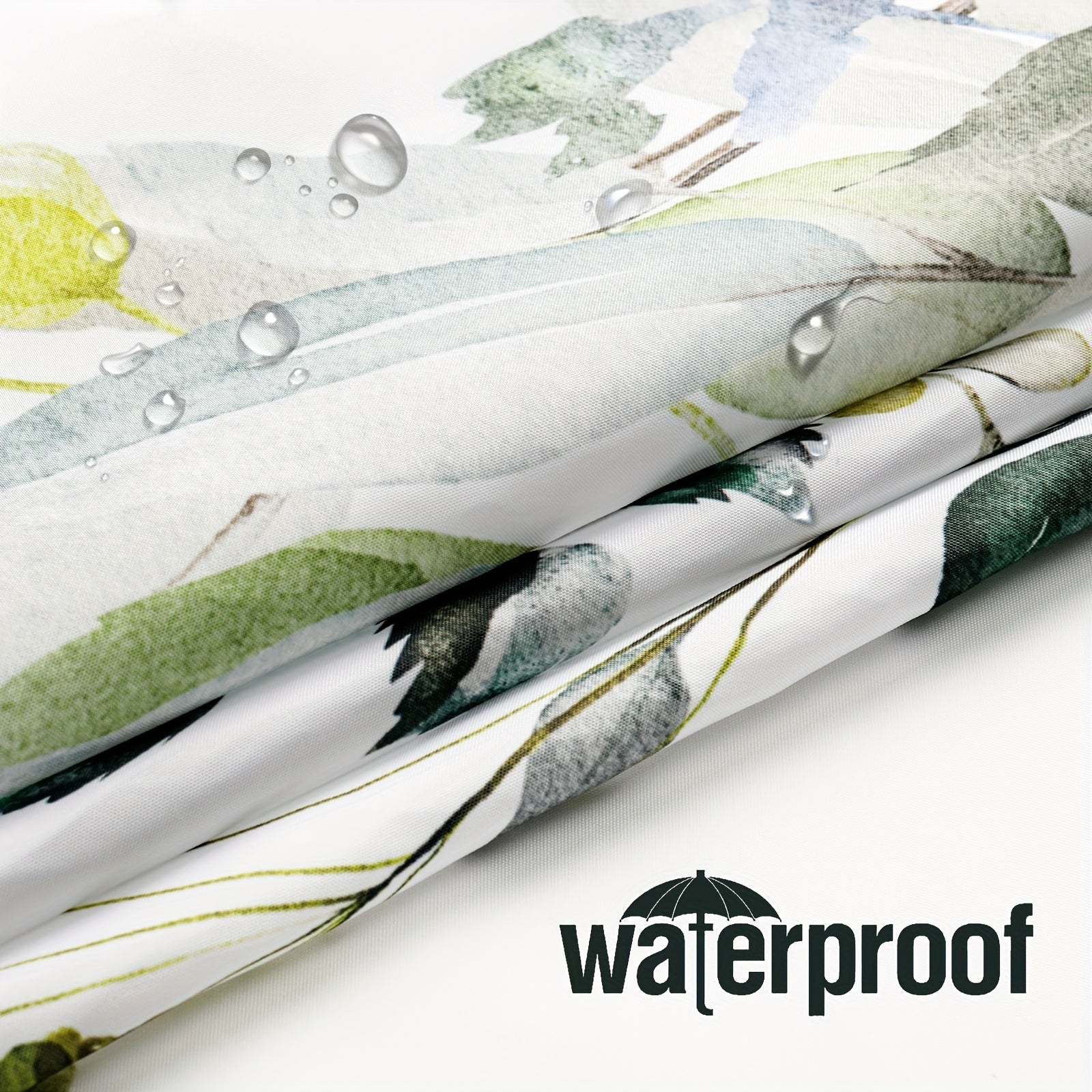 Waterproof Eucalyptus Shower Curtain with Watercolor Plant Leaves Floral Design Includes Hooks