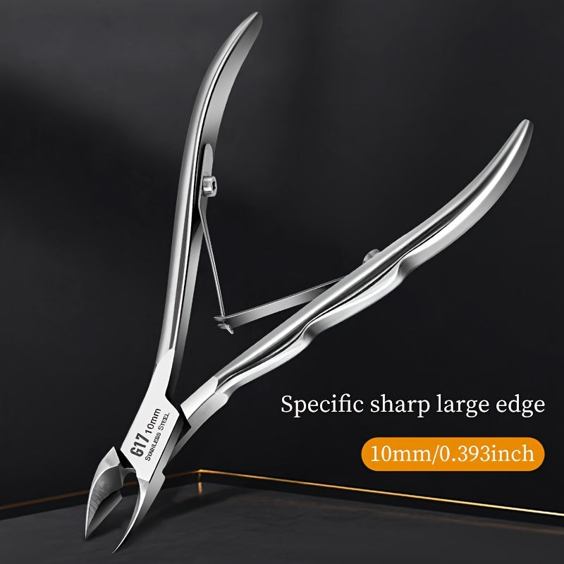 Stainless Steel Cuticle Nippers with 10mm Precision Tip for Dead Skin and Hangnail Care