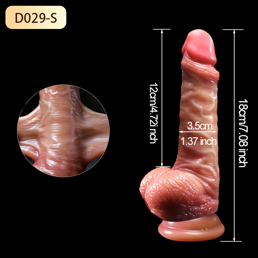 Women Silicone Dildo 21.59cm Foreskin Suction Cup Anal Sex Toy