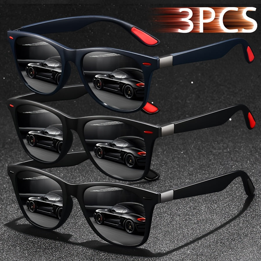 Unisex Vintage Square Glasses Full Rim Polycarbonate Frame Anti-Glare for Driving Hiking and Daily Use